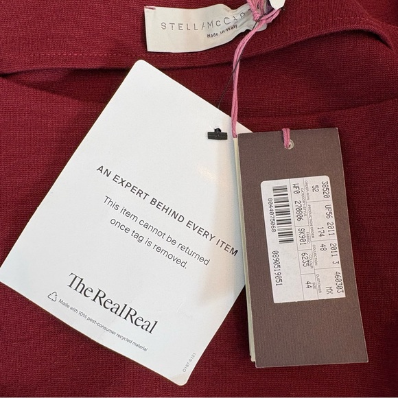 Stella McCartney Burgundy Long Sleeve Sheath Dress Minimalist Designer Sz 44(12) - Picture 7 of 14